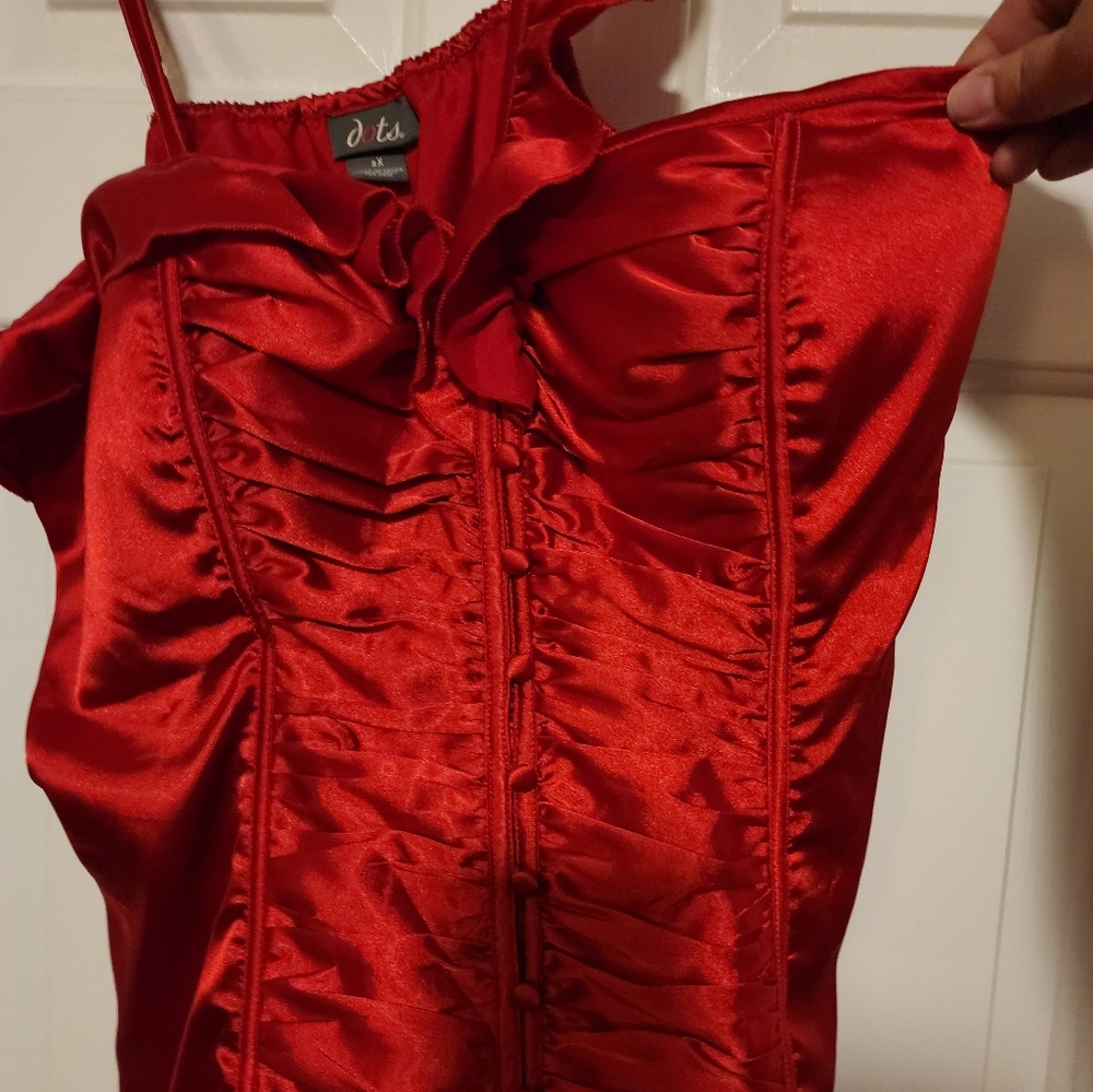 Red silk dress blouse